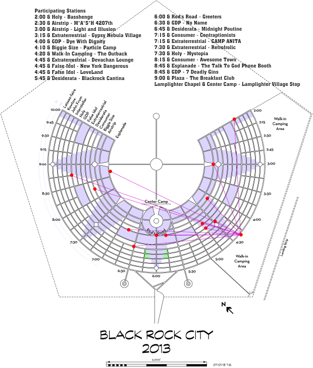 Black Rock City Subway Phase One station map